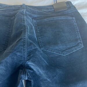 Velvet navy blue taped leg stretchy jeans style pants